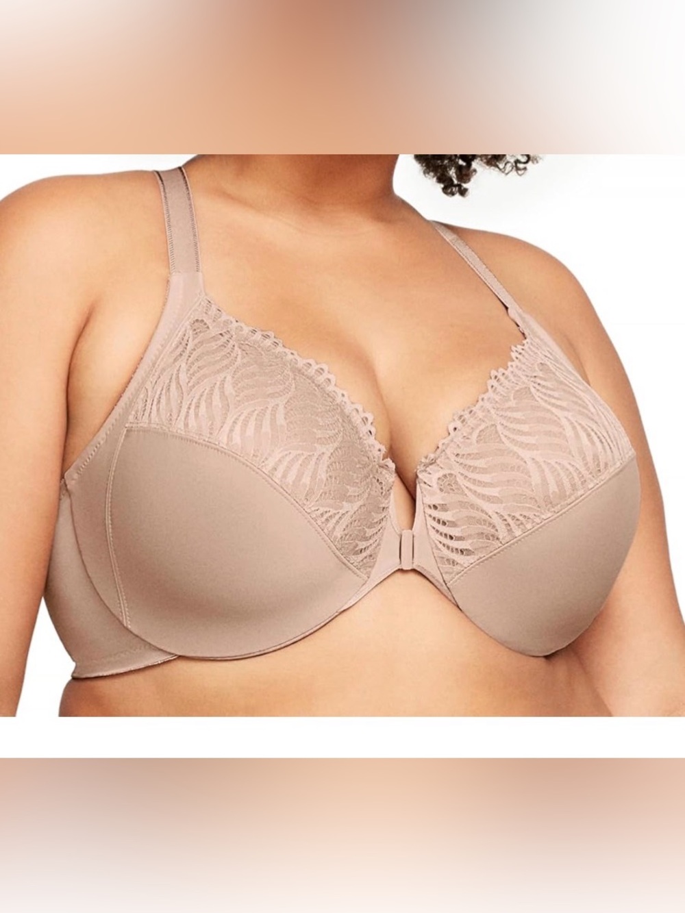 Glamorise Front Close T Back Wonderwire Bra 40 F NWT Cafe Beige Nude